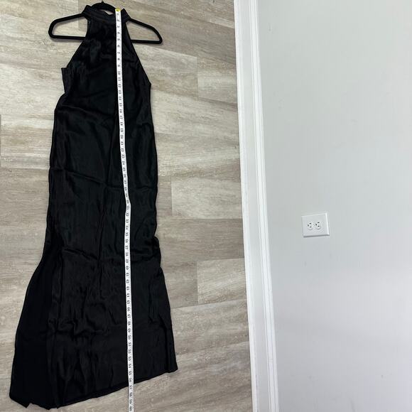 MESHKI Claire Satin Drape Open Back Maxi Dress Gown Black Size XS Cocktail Party - Picture 9 of 9